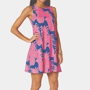 Lilly Pulitzer Kristen Swing Dress Womens Size XXS Pink Blue Pineapple Flamenco